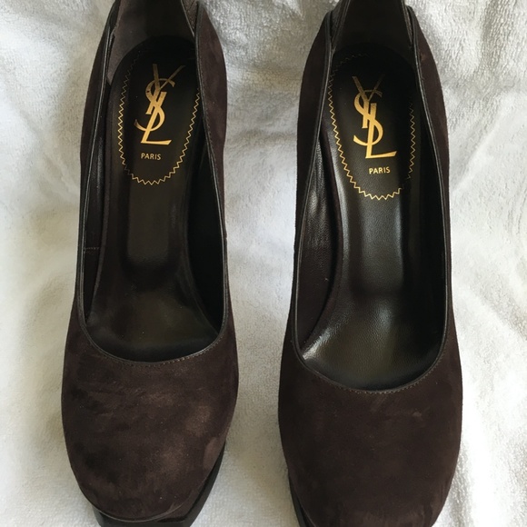 YSL Tribute 105 Chocolate/Coffee Suede 38.5 - Picture 4 of 8